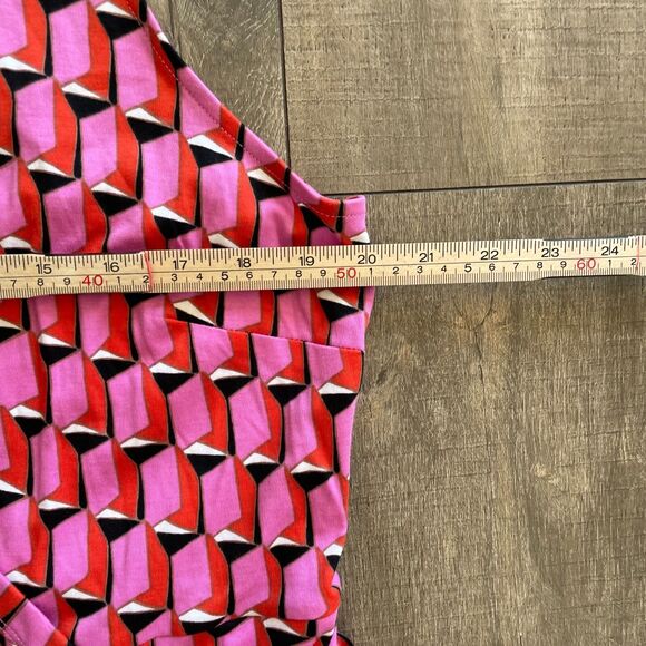 NWT Diane von Furstenberg Collared Sleeveless Pink Geo Jumpsuit Size XL Summer - Picture 15 of 16